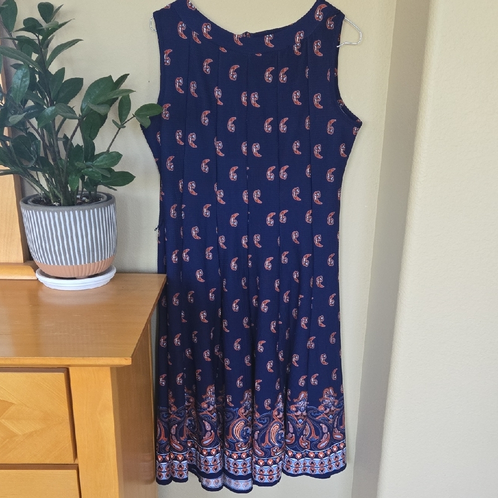 Haani Orange Blue Sleeveless Scoop Neck Sundress